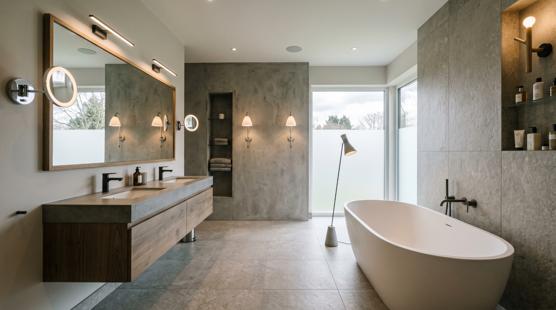 Concrete spa s lineárnymi LED — Dizajnové kúpeľne architektonické osvetlenie