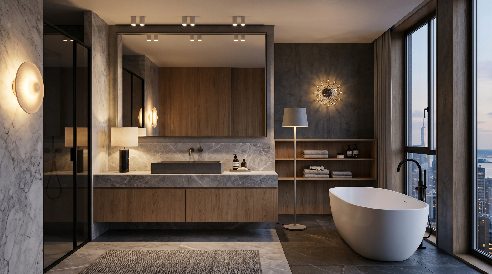 Manhattan penthouse master — Dizajnové kúpeľne architektonické osvetlenie