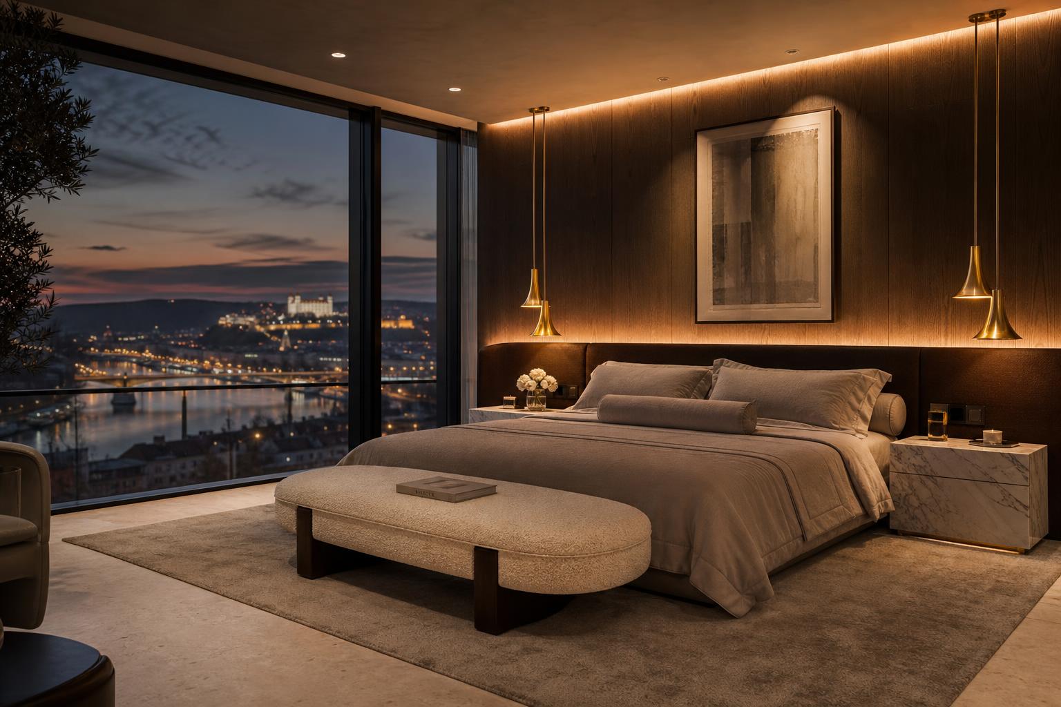 Hlavná spálňa — Penthouse Bratislava architektonické osvetlenie